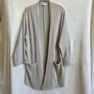 Donni Taupe Sage Open Cardigan One Size Fits All Lightweight Ribbed Knit